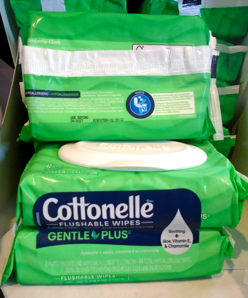 Cottonelle GentlePlus Flushable Wet Wipes w/Aloe & Vitamin E 42ct. 15-Packs