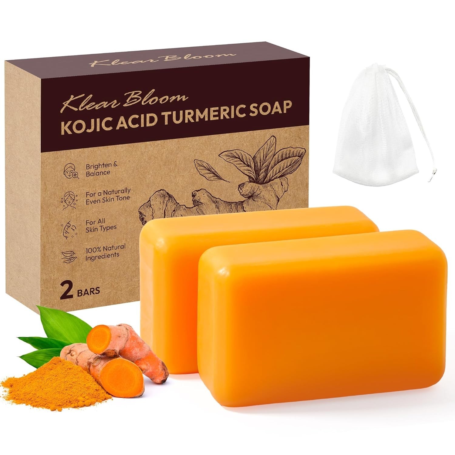 Kojic Acid Soap, Turmeric Soap Bar for Dark Spots Brightening & Moisturizing…