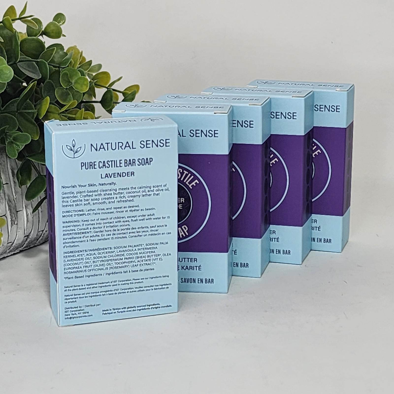 Natural Sense Pure Castile Lavender Bar Soap Plant Based 5 oz (141g) ~ 5 Pack