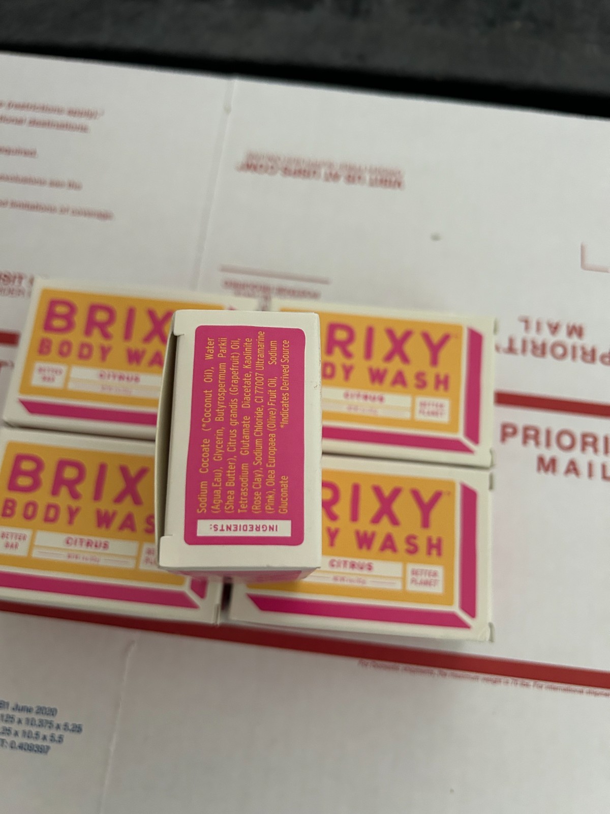 5-PACK LOT Brixy Citrus Body Wash Bar 4oz Eco Friendly Soap COCONUT Oil Shea