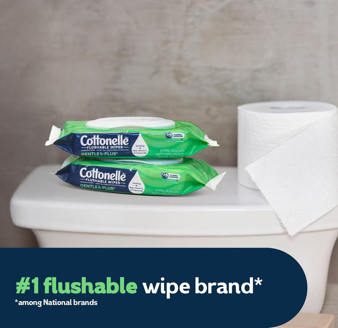 8 Pack Cottonelle Gentleplus Flushable Wet Wipes Aloe Vitamin E 336 Total Wipes