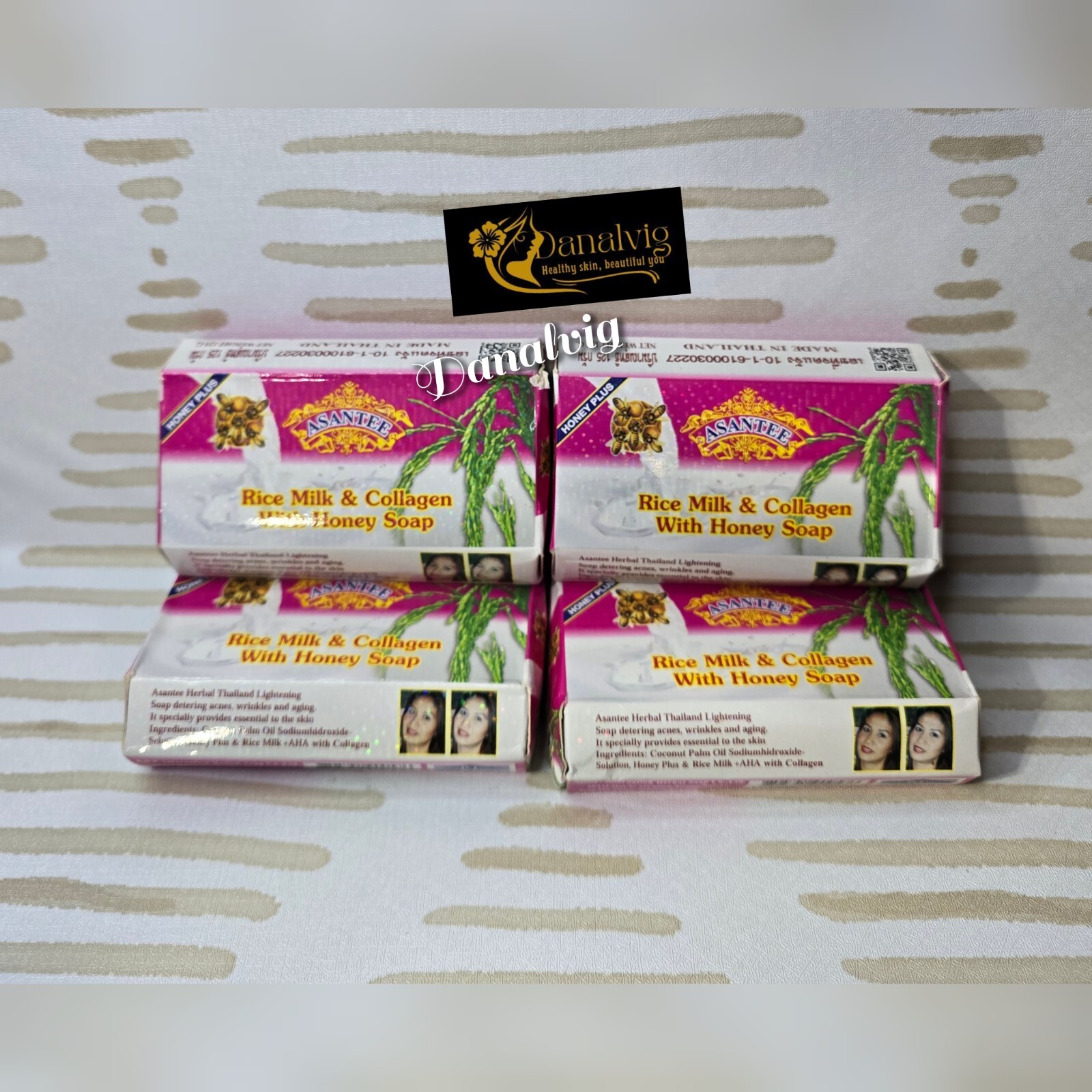 4x ASANTEE Rice Milk with Collagen and Honey soap Skin Whitening 125g 🇺🇸