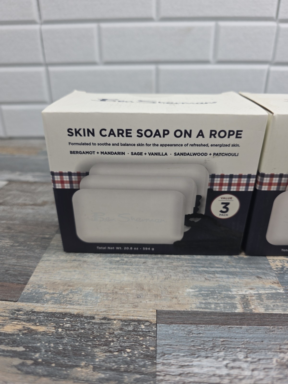2-Ben Sherman Skin Care Soap on a Rope 3 Pack. Gifts for him.