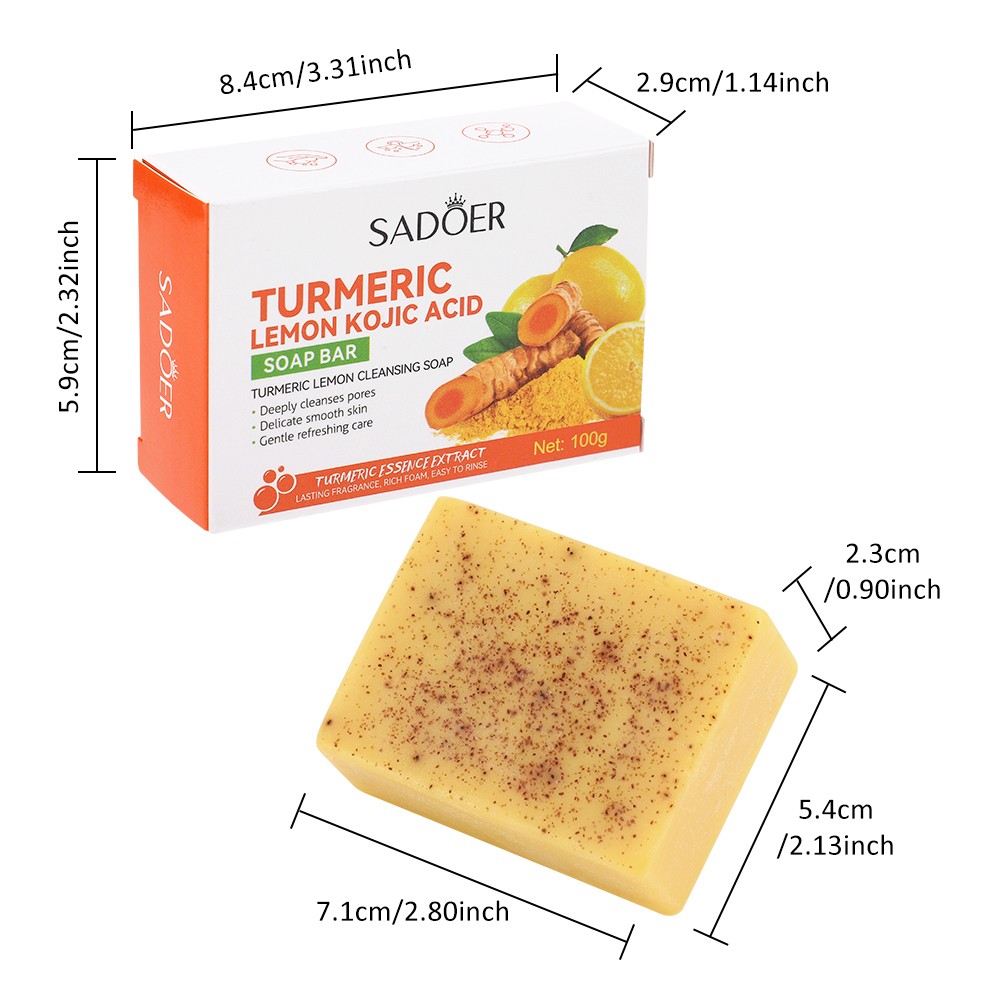 1~5PCS Turmeric Lemon Soap Face & Body Dark Spot Whitening Skin Lightening 100g