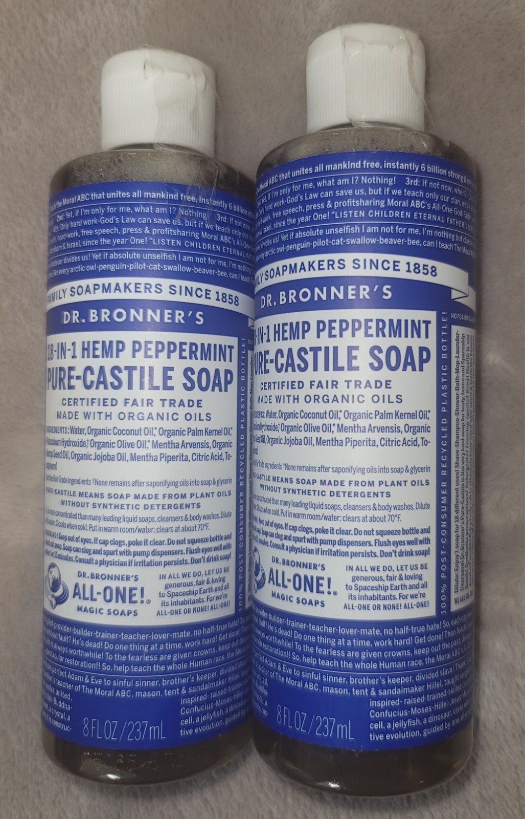 Dr Bronner’s 18 in 1 Peppermint Pure-Castile Liquid Soap 8 Oz Pack Of Two