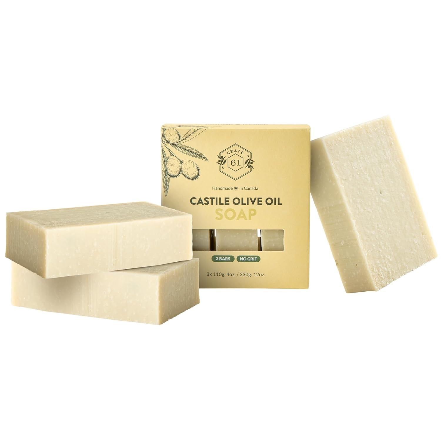 Eco-Friendly Unscented Bar Soap – Handmade in Canada, 3-Pack Essential Oils