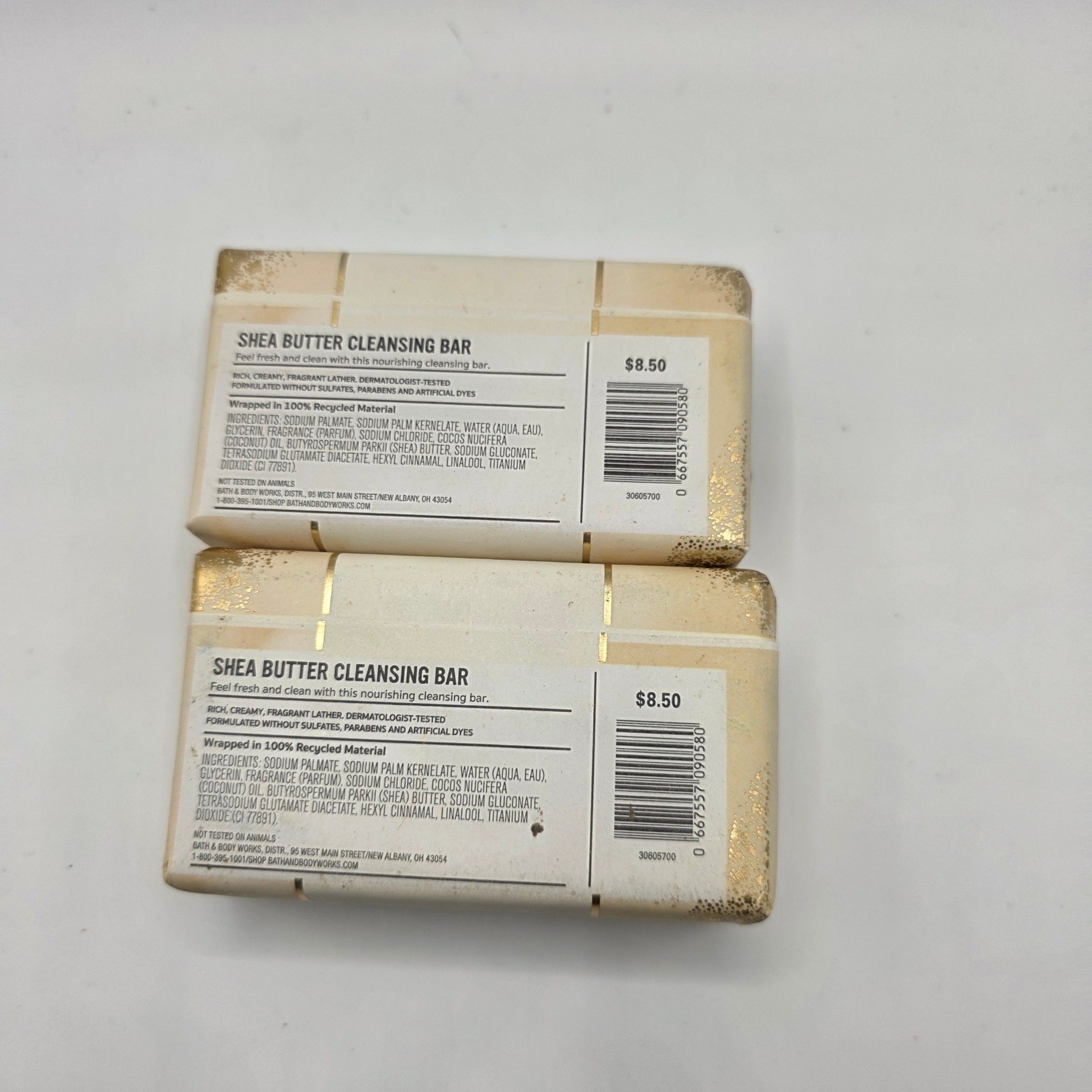 Bath & Body Works Warm Vanilla Sugar Shea Butter Cleansing Bar 5oz Set of 2