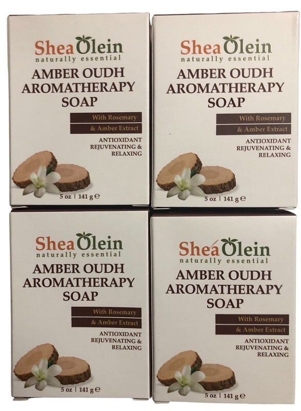 4 Pack – Shea Olein Amber Oudh Aromatherapy Soap – 5oz