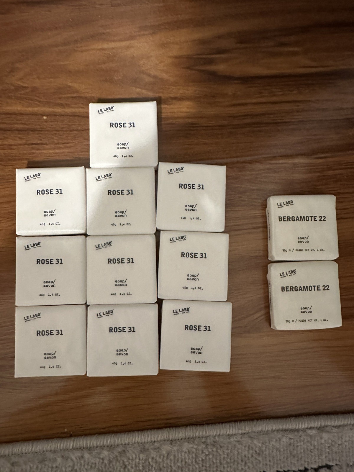 Le Labo Soap 10 Bars Rose 31 and 2 Bars Bergamote 22