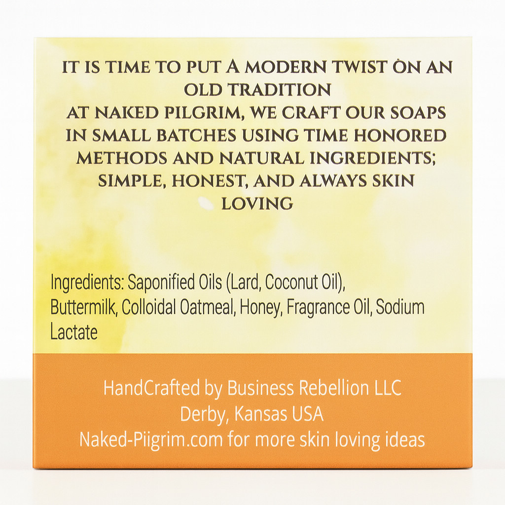 Oatmeal, Buttermilk and Honey, Lard Soap, Extremely Moisturizing 5oz