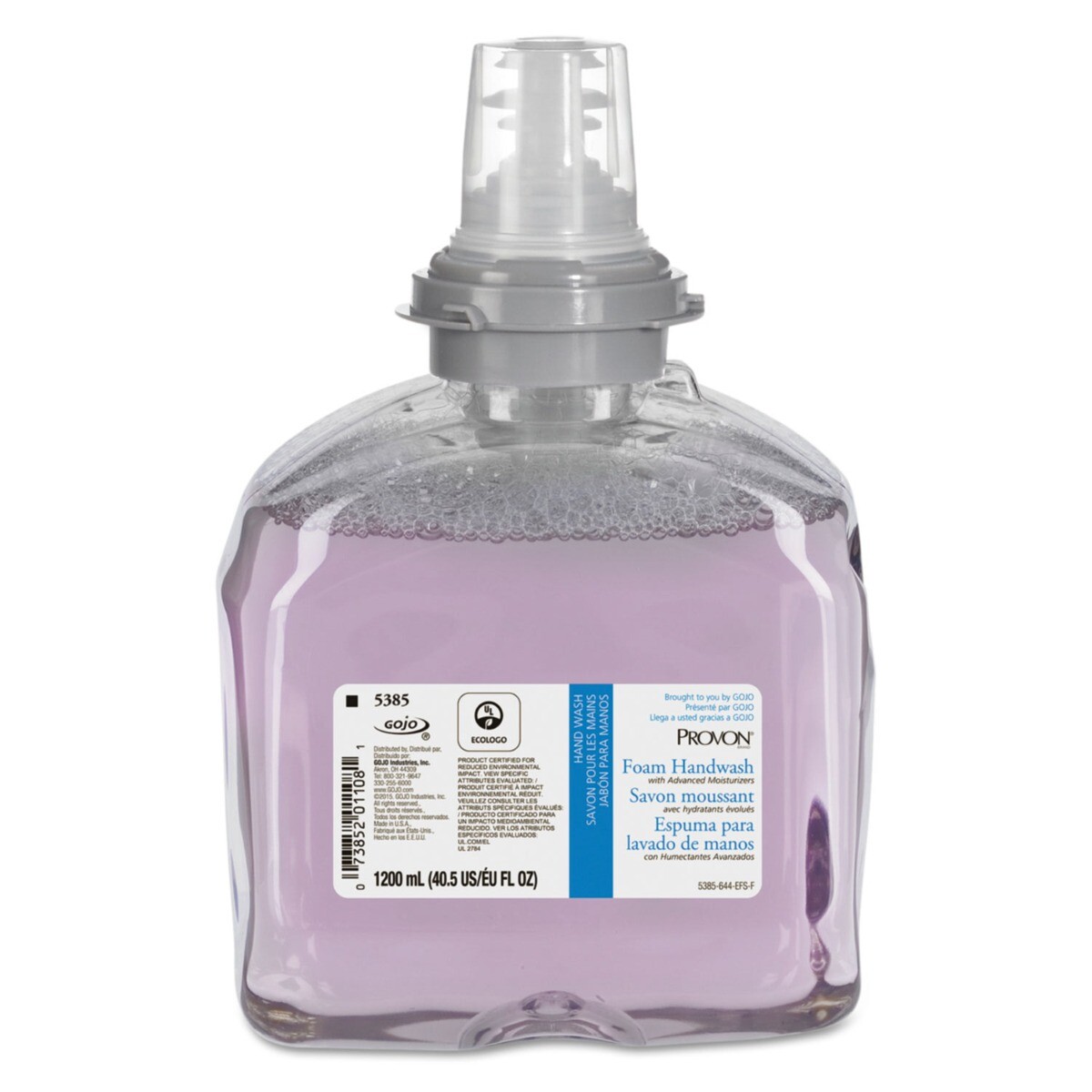 Provon TFX Liquid Foam Hand Sanitizer Clear/Light Pink 1200 ml Refill | 2/Case