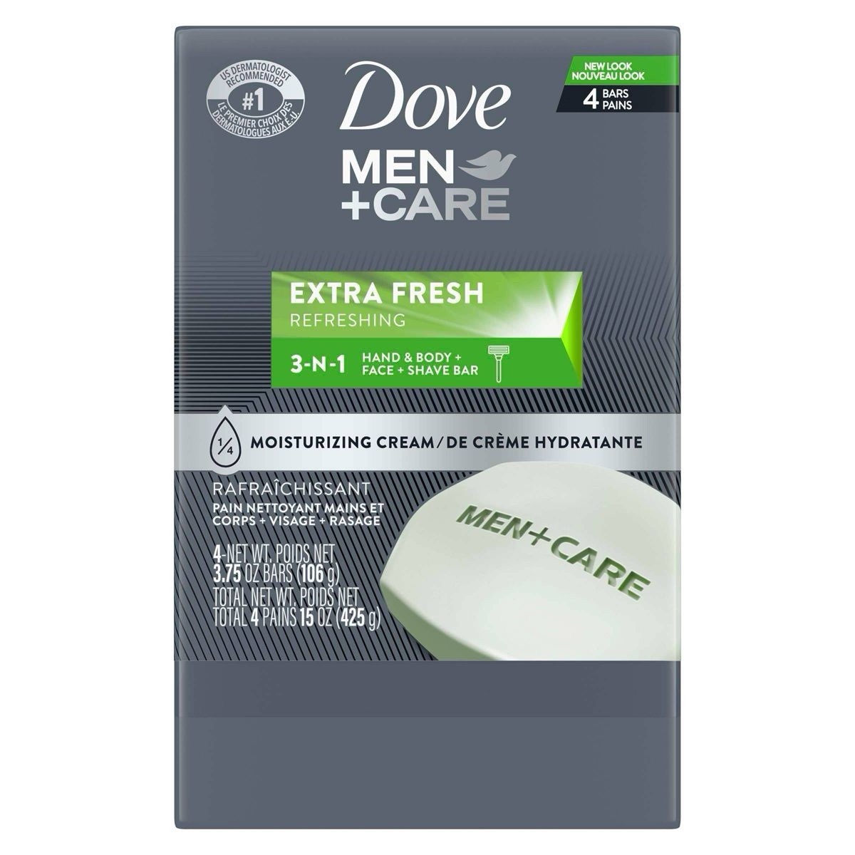 Dove Men+Care – Extra Fresh Moisturizing Bar Soap – 4 bars