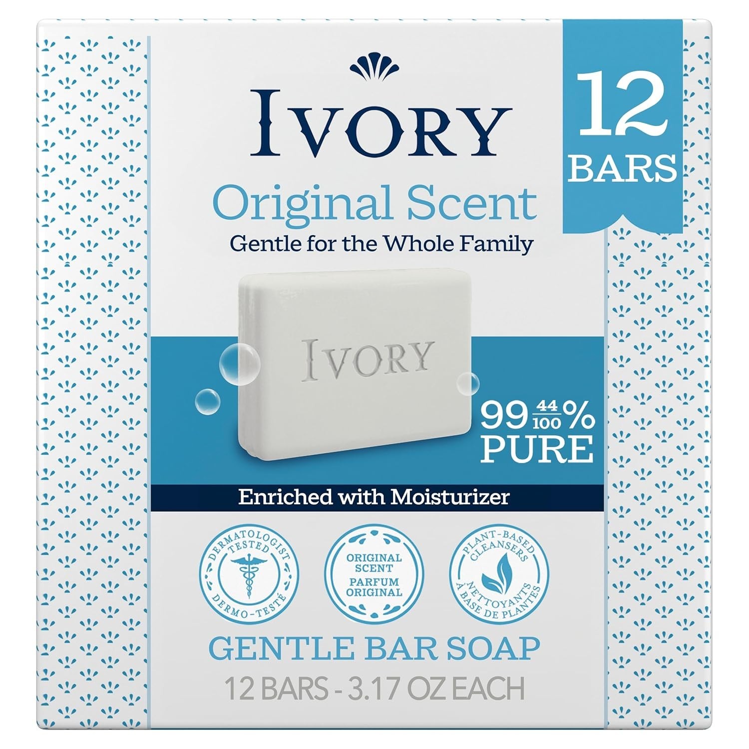 Ivory Bar Soap Original Scent 3.17 oz Each All Skin Types (Pack of 12,Pack of 3)