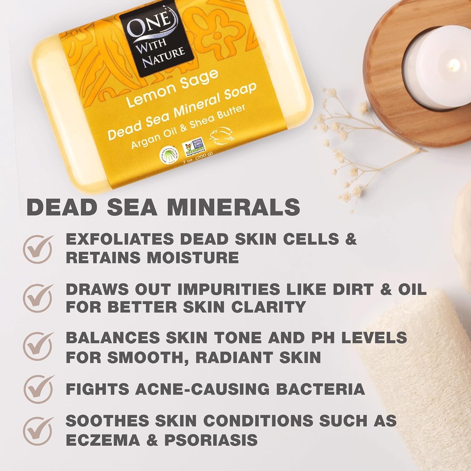 Dead Sea Mineral Lemon Sage Soap 3-Pack – Purifying & Exfoliating for All Ski…