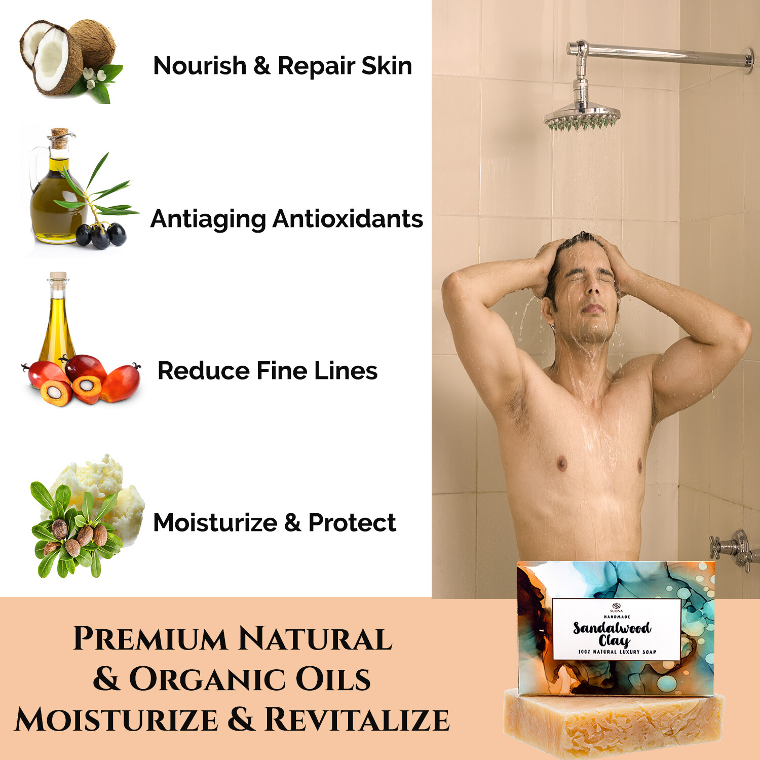 Sandalwood Body Bar Soap For Men – All Natural Goats Milk Face & Body Cleanser