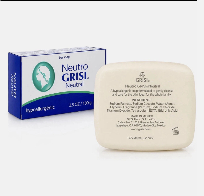 Neutro Grisi Neutral Soap 3 Pack 3.5 oz Bars Gentle pH Balanced Daily Skin Care