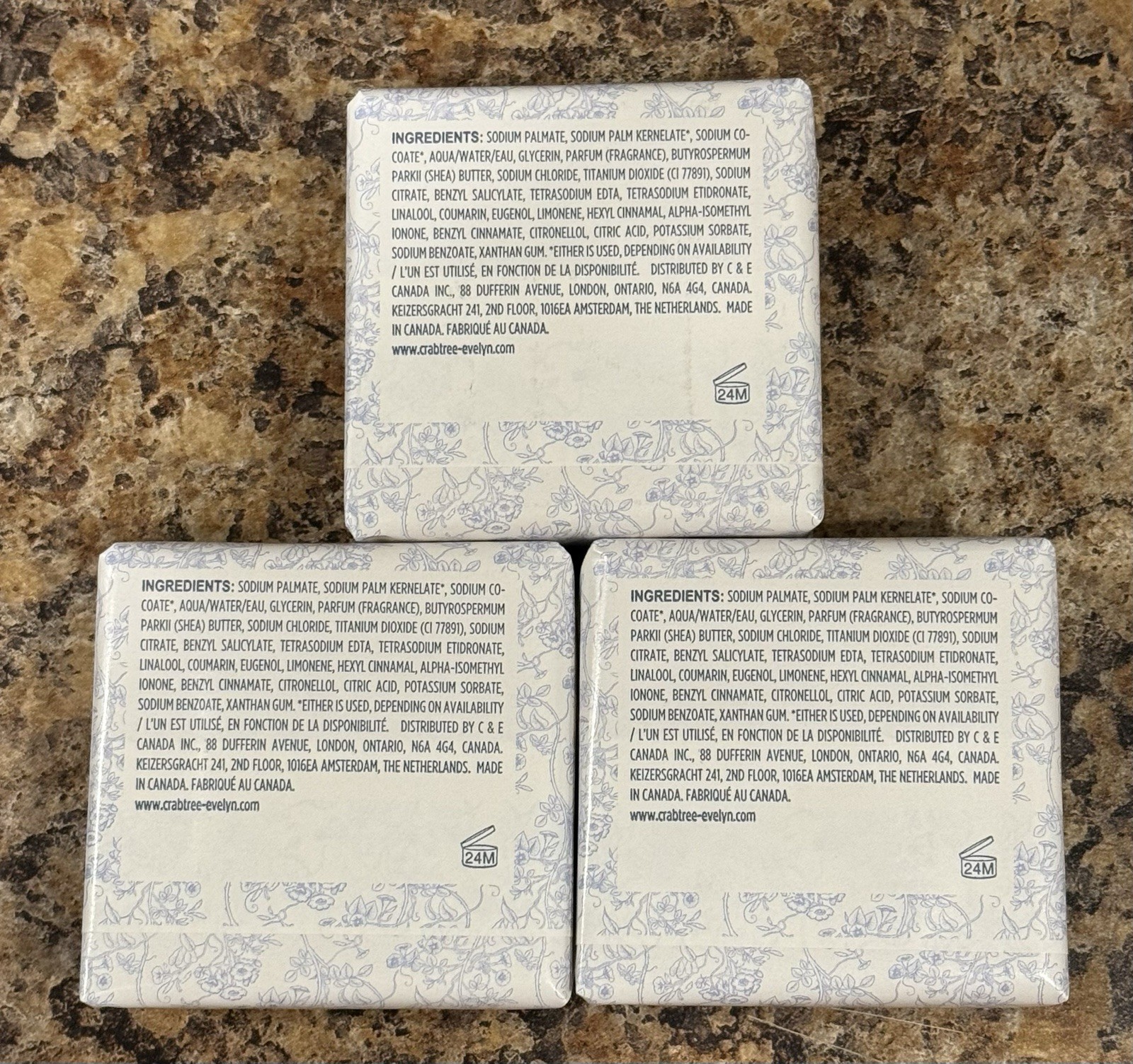 Crabtree & Evelyn NANTUCKET BRIAR Triple Milled Soap Bar Set of 3 – 3x 3.5oz