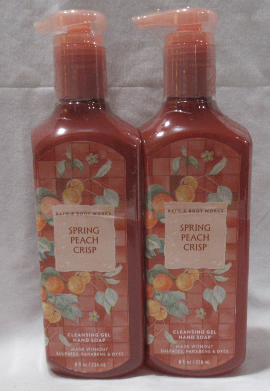 Bath & Body Works Cleansing Gel Hand Soap Lot Set of 2 SPRING PEACH CRISP