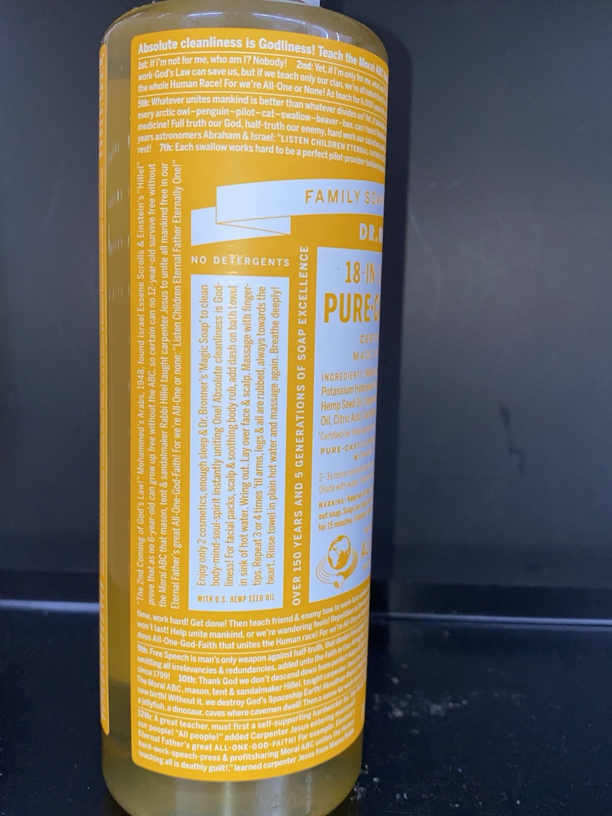 Dr Bronner’s 18-In-1 Hemp Citrus Pure-Castile Soap 16fl oz 473ml