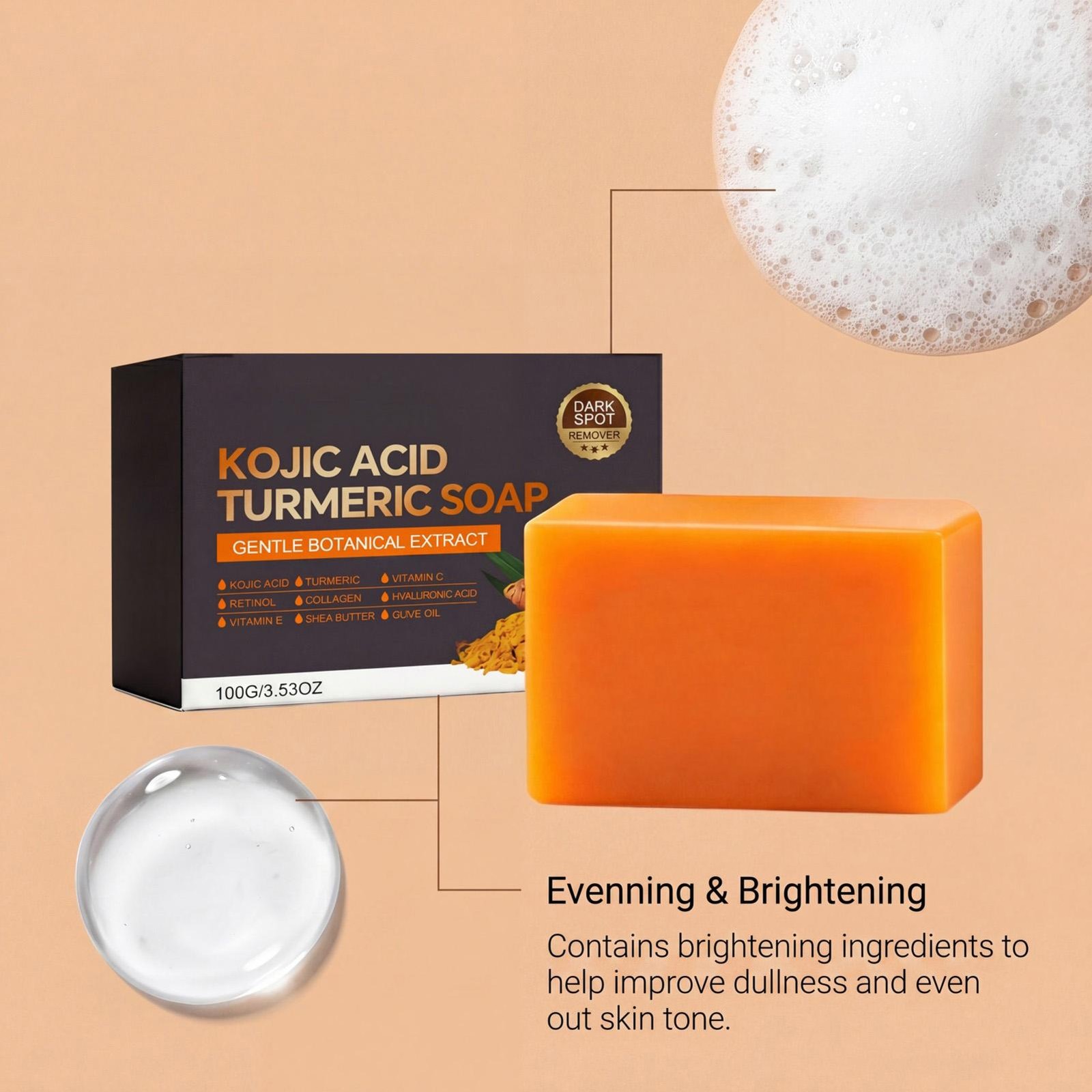 Kojic Acid Turmeric Soap Face And Body Cleanser Soap Gentle Cleansing Refreshing