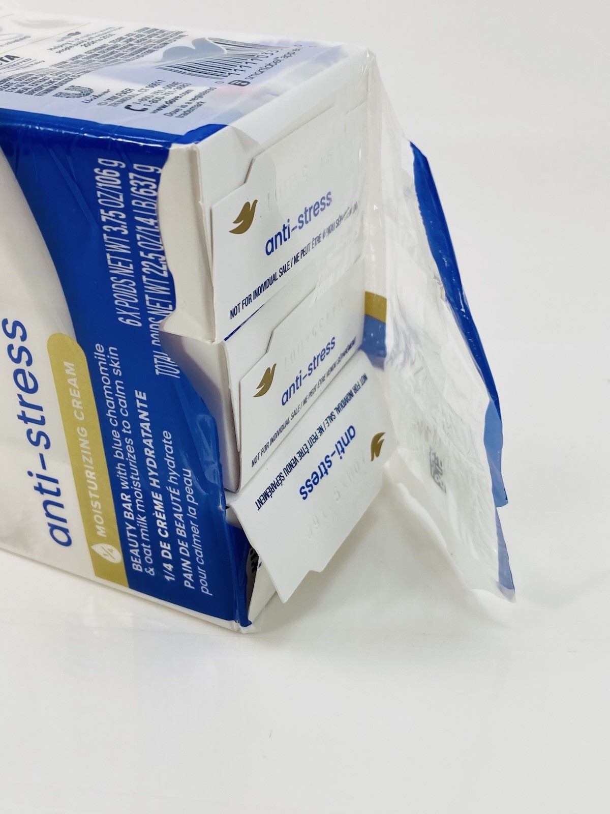 Dove Anti-Stress Beauty Bar Soap 6 Pack Blue Chamomile Oat Milk Moisturizing