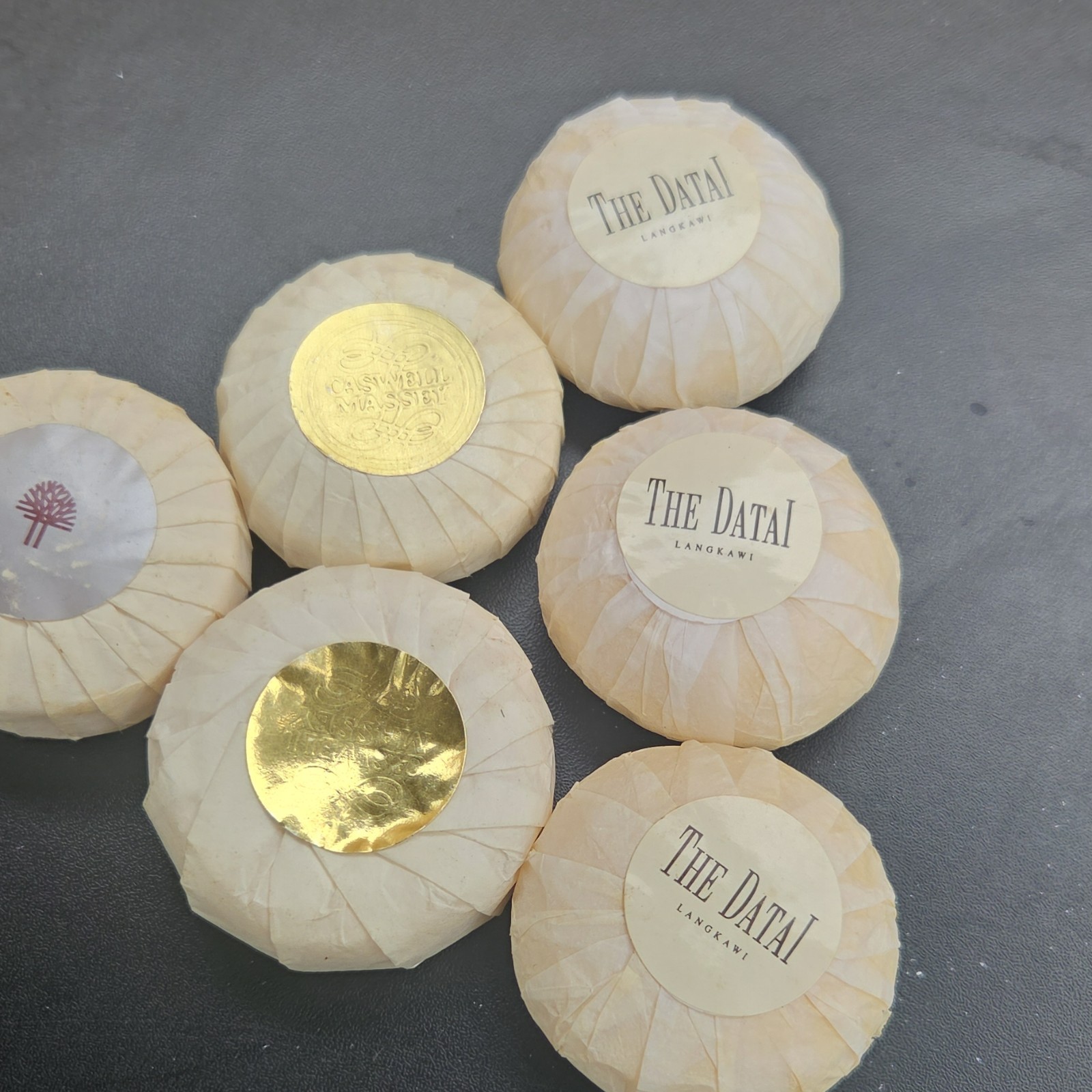 The Datai Round Body Bar Soap Multipack Lot of 6 Individually Wrapped, Beige
