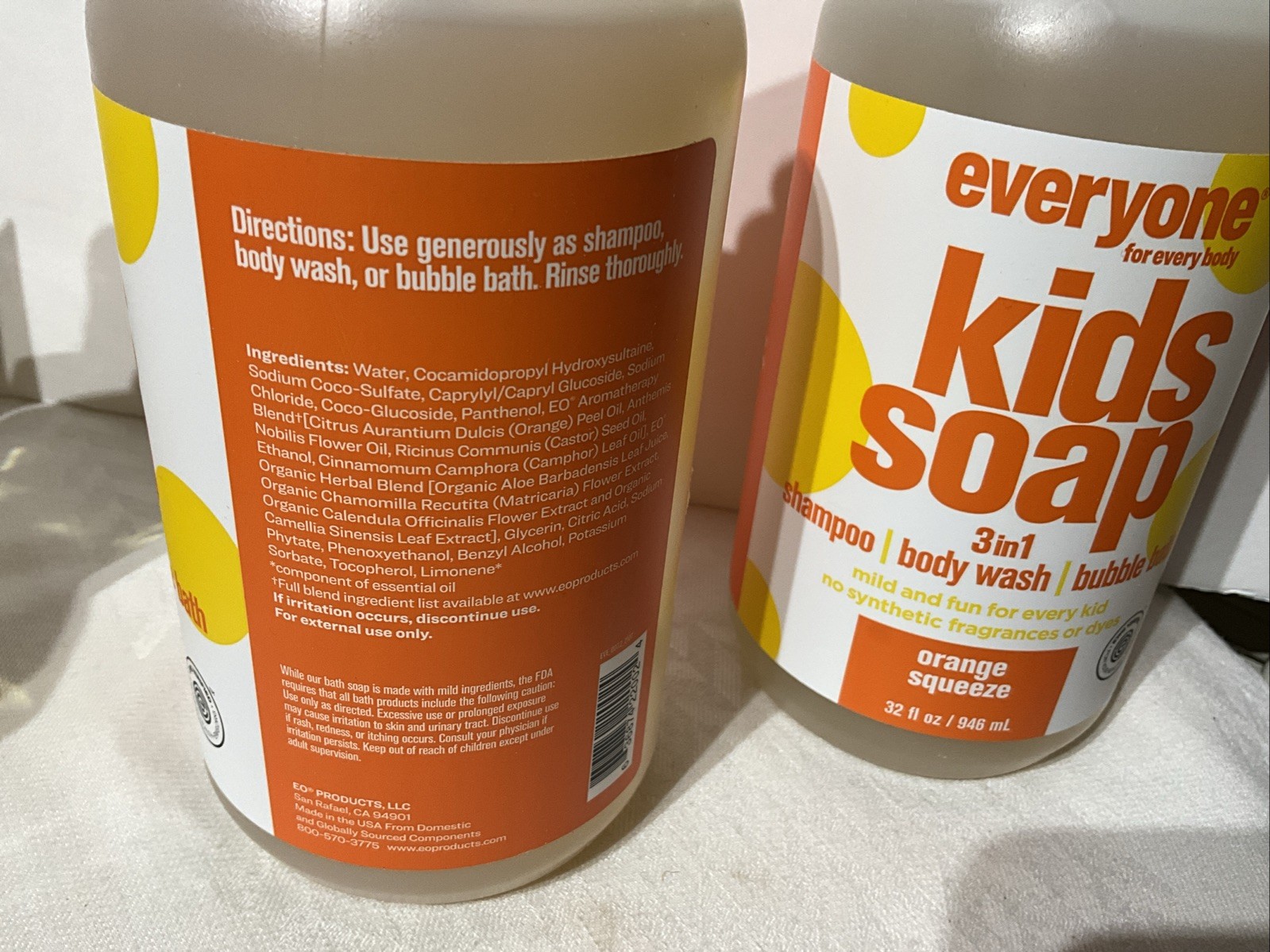 Everyone Kids Soap 3 In 1 Orange Squeeze 32oz Shampoo ~ Body Wash ~ Bubble X 2