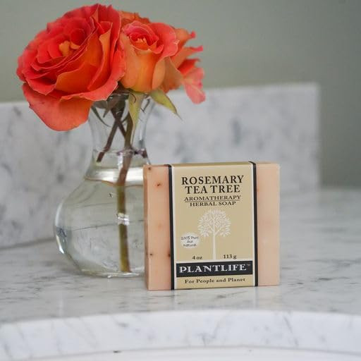 Plantlife Rosemary Tea Tree Bar Soap 4 Ounce Natural Skin Cleaning Agent