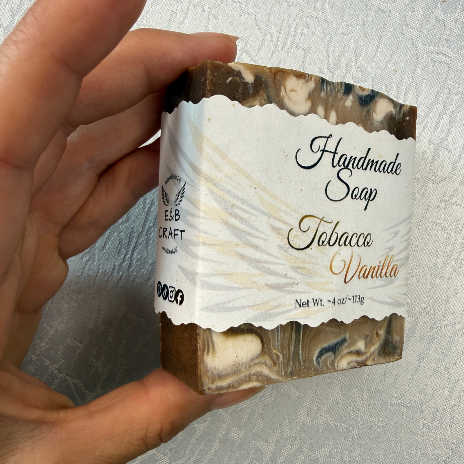 Handmade Natural Tobacco Vanilla Bar Soap, Beauty Bar, Gift For Her or Him