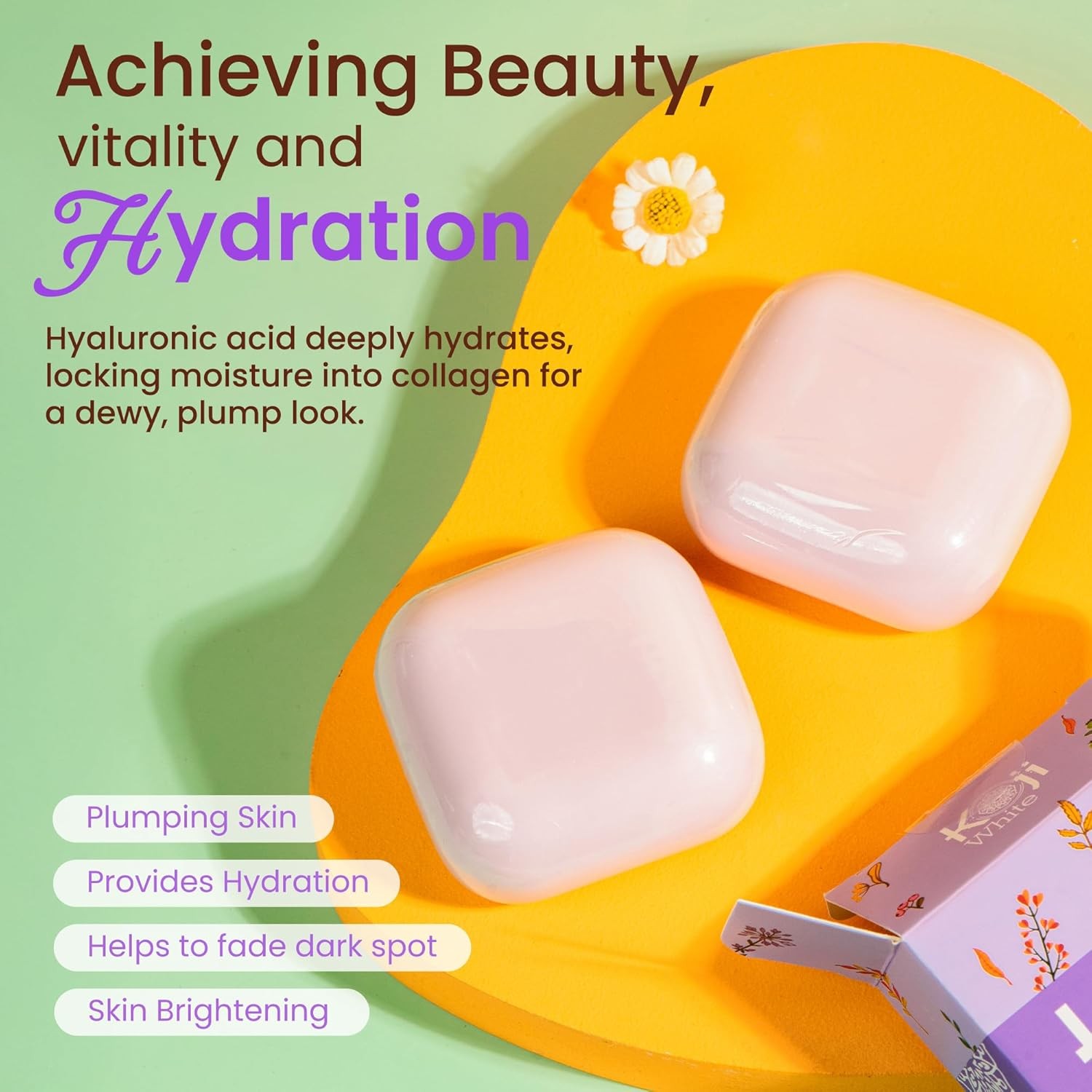 Kojic Acid Hyaluronic Acid Natural Skin Brightening Face Soap for Dark Spots